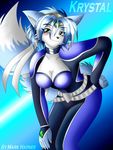  anthro blush body_suit breasts cleavage female fur green_eyes krystal large_breasts star_fox tail 