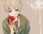  axis_powers_hetalia bad_id bad_pixiv_id blonde_hair flower green_eyes hachi_(aimu) male_focus red_flower red_rose rose solo united_kingdom_(hetalia) 