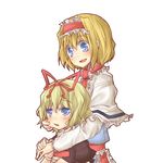  alice_margatroid blonde_hair blue_eyes blush cheek_pinching doll_joints medicine_melancholy multiple_girls natsuk open_mouth pinching smile touhou 