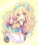  bad_id bad_pixiv_id blonde_hair bow garter_belt hair_bow kosuzume long_hair original solo thighhighs 