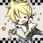  blonde_hair kagamine_len keyblade kingdom_hearts male_focus mariannu5120 md5_mismatch solo vocaloid wristband 