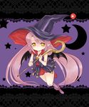  bare_arms bat_wings full_body growlanser growlanser_iii hat jewelry long_hair looking_at_viewer moon pink_hair pointy_ears raimy shoes skirt socks solo staff star twintails two-tone_background vest wings witch witch_hat yellow_eyes zoukin 
