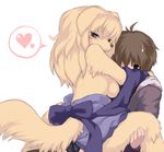  &hearts; animal_ears bestiality blonde_hair blue_eyes blush breasts canine clothed_sex dog dog_ears female furry half-dressed heart human interspecies japanese_clothes kimono leg_lift long_hair male sex side_boob straight tail wkar 