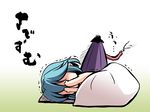  after_sex blue_hair cigarette karakasa_obake purple_umbrella ruined_for_marriage selfcest solo takamu tatara_kogasa tatara_kogasa_(umbrella) touhou trembling umbrella 