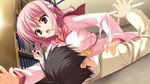  brown_eyes chitose_haruki game_cg muririn pink_hair seifuku tenshinranman tokiwa_mahiro 