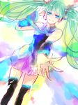  bad_id bad_pixiv_id black_legwear blue_eyes detached_sleeves dutch_angle green_hair hachi_(aimu) hatsune_miku long_hair solo thighhighs twintails vocaloid 