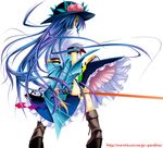  blue_hair female hat hinanawi_tenshi kai_yuuki lowres parakiss red_eyes touhou 