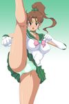  angry artist_request bishoujo_senshi_sailor_moon blush brown_hair green_eyes high_kick highres kicking kihaiu kiharu kino_makoto legs panties panty_shot pantyshot ponytail sailor_fuku sailor_jupiter school_uniform serafuku underwear upskirt 