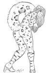  bent_over breasts butt feline female foxy_malone high_heels leopard moodyferret nude raised_tail side_boob sketch snow_leopard tail 