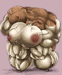  big_breasts breasts brown_body canine dog female flexing giant hi_res huge_breasts husky hyper mammal miri muscles muscular_female nightmare_fuel nipples orange pink solo tiny_head what white why 