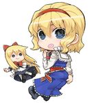  @_@ abua alice_margatroid ass blonde_hair blue_eyes book bow chibi doll hair_bow hairband long_hair looking_back shanghai_doll short_hair solo touhou 