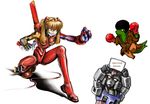  afro artist_request boxing_gloves cosplay crazy_eyes enter_the_dragon gundam mecha_musume neon_genesis_evangelion photoshop simple_background soryu_asuka_langley souryuu_asuka_langley tonberry williams_(enter_the_dragon) 