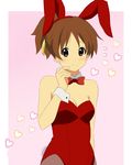  animal_ears brown_eyes brown_hair bunny_ears bunnysuit hirasawa_ui k-on! miracle official_style pantyhose ponytail short_hair solo 