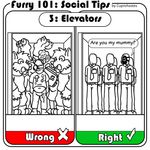  comic crowded cuprohastes elevator furry_lifestyle fursuit gas_mask line_art social_tips 