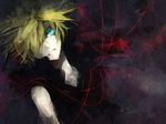  blue_eyes kagamine_len male_focus matsunaka_hiro ribbon smile solo vocaloid 