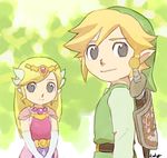  1girl black_eyes gloves hat link lowres ponky princess_zelda shield smile sword the_legend_of_zelda the_legend_of_zelda:_the_wind_waker toon_link weapon 