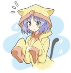  animal_hat blue_hair blush cat_hat cosplay green_eyes hat infinite_stratos itamochi kadowaki_mai nohotoke_honne nohotoke_honne_(cosplay) paw_print sanya_v_litvyak seiyuu_connection short_hair sleeves_past_fingers sleeves_past_wrists solo strike_witches tail world_witches_series 