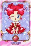  ;) baby bishoujo_senshi_sailor_moon bishoujo_senshi_sailor_moon_sailor_stars blue_eyes chibi_chibi dress earrings jewelry official_art one_eye_closed red_hair smile spread_legs wink 