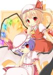  bat_wings blonde_hair blue_hair flandre_scarlet hat highres kumatoshi multiple_girls red_eyes remilia_scarlet siblings sisters touhou wings 