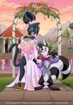  el_arca eltonpot feline female flowers high_heels male panther panthy raccoon ribbons wedding wedding_dress 