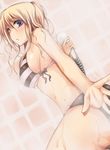  bad_id bad_pixiv_id bathing bikini blonde_hair breasts kanzume_shima large_breasts original sideboob solo steam swimsuit wet 