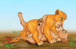  cub disney entwined_tails erection feline female feral hindpaw horny kissing lion male nala penis pussy simba the_lion_king z-lion 