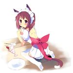  cat_ears catgirl female hair maid maid_uniform pink_hair plain_background purple_eyes solo tail unknown_artist white_background 