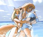  beach big_breasts bikini breasts canine clothed clothing duo female fox from_behind grope huge_breasts mammal seaside simonaquarius skimpy swimsuit unknown_species 