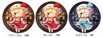  ;d blonde_hair bloomers blue_dress blush_stickers character_name chibi circle dress flandre_scarlet green_eyes hat one_eye_closed open_mouth red_dress red_eyes side_ponytail smile solo taharu_kousuke touhou underwear upskirt wings 