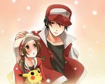  1girl baseball_cap black_hair blush brown_eyes brown_hair gen_1_pokemon gloves hat height_difference image_sample kotone_(pokemon) long_hair md5_mismatch overalls pikachu pixiv_sample pokemon pokemon_(creature) pokemon_(game) pokemon_hgss pokemon_rgby red_(pokemon) red_(pokemon_rgby) sannya twintails 