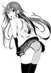  :o angry attsun_(atsushi_jb) bad_id bad_pixiv_id blush face fang from_behind greyscale long_hair looking_back monochrome original panties pantyshot pleated_skirt simple_background skirt solo thighhighs underwear 