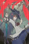  bad_id bad_pixiv_id blue_hair chig food fruit hat highres hinanawi_tenshi long_hair peach red_eyes solo sword touhou weapon 