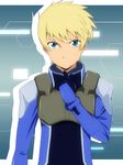  blonde_hair blue_eyes cosplay flynn_scifo gundam gundam_00 ikari_manatsu male_focus miyano_mamoru seiyuu_connection setsuna_f_seiei setsuna_f_seiei_(cosplay) solo tales_of_(series) tales_of_vesperia 