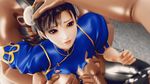  1girl 2boys 3d @oz animated animated_gif breast_grab breasts brown_eyes brown_hair capcom censored chun-li cum facial fellatio gif grabbing multiple_boys oral pov reverse_ejaculation street_fighter 