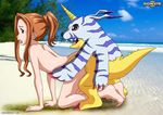  all_fours beach digihentai digimon gabumon mimi seaside sex 