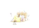  animal_ears bowl fox_ears fox_tail highres ikuta_takanon lying multiple_tails on_stomach simple_background sleeping solo spoon tail touhou yakumo_ran younger 