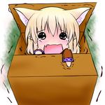  animal_ears blonde_hair box cat_ears cat_tail chibi extra_ears hoshizuki_(seigetsu) kemonomimi_mode mizuhashi_parsee puru-see scarf solo tail tears touhou trembling 