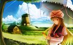  blonde_hair dopollsogno hat long_hair red_eyes solo touhou umbrella windmill yakumo_yukari 