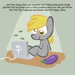  computer cross-eyed derp derpy_hooves_(mlp) eggplant english_text equine fanfiction female feral friendship_is_magic horse mammal my_little_pony pony solo text typing unknown_artist 