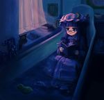  bad_id bad_pixiv_id bathing bathtub bespectacled book crescent curtains dark glasses hat highres long_hair night patchouli_knowledge purple_eyes purple_hair rubber_duck solo tegaki_(marillion) touhou tub water 