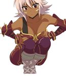  .hack//games 1girl bandai black_rose_(.hack//) blackrose boots breasts cyber_connect_2 dark_skin detached_sleeves female pants pink_hair pixiv_manga_sample red_eyes short_hair simple_background skyemerald solo squat squatting tattoo white_background 