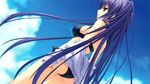  1girl ass bikini blue_hair character_request game_cg highres itsukishishihime_no_mikoto kobuichi long_hair muririn outdoors panties sky solo source_request swimsuit tenshinranman underwear yuzu_soft 