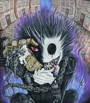  bad_pixiv_id captainonimaru chain copyright_request eyes gloves highres mask no_humans teeth traditional_media 