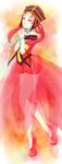  bare_legs bare_shoulders bindi bishoujo_senshi_sailor_moon choker dress full_body gown hair_rings hands_clasped hat highres long_hair mizuame own_hands_together princess princess_kakyuu red_eyes red_hair see-through shoes solo twintails 