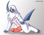  2011 absol balls barbs blush claws huge_penis impious knot looking_at_viewer male multi_nipple muscles nintendo nipples nude open_mouth penis pok&#233;mon pokemon precum red_eyes solo sweat video_games 