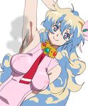 arm_up armpit_hair armpits gizumo long_hair looking_at_viewer nia_teppelin odor pixiv751681 simple_background smell smile solo tengen_toppa_gurren-lagann tengen_toppa_gurren_lagann 