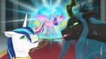  2016 angry arareroll changeling crown cutie_mark equid feathered_wings feathers female feral friendship_is_magic group hair horn inside jewelry magic male mammal mind_control my_little_pony princess_cadance_(mlp) queen_chrysalis_(mlp) royalty shining_armor_(mlp) spread_wings tongue tongue_out unicorn winged_unicorn wings 