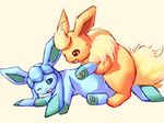  blue blue_eyes doggy_position flareon from_behind glaceon on_side orange pawpads pikohammer pok&eacute;mon red_eyes vaginal 