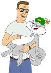 animaniacs anthro belly_rub clothing crossover duo eyewear flower glasses hank_hill hat human humor jeans king_of_the_hill mammal open_mouth otp plain_background rodent slappy_squirrel smile squirrel teeth tongue unknown_artist watch what white_background 