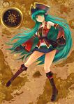  aqua_eyes aqua_hair boots compass detached_sleeves fatherland2009 gloves hat hato_(vocaloid) hatsune_miku headset highres knee_boots long_hair pirate pirate_(module) project_diva project_diva_(series) skirt solo very_long_hair vocaloid 